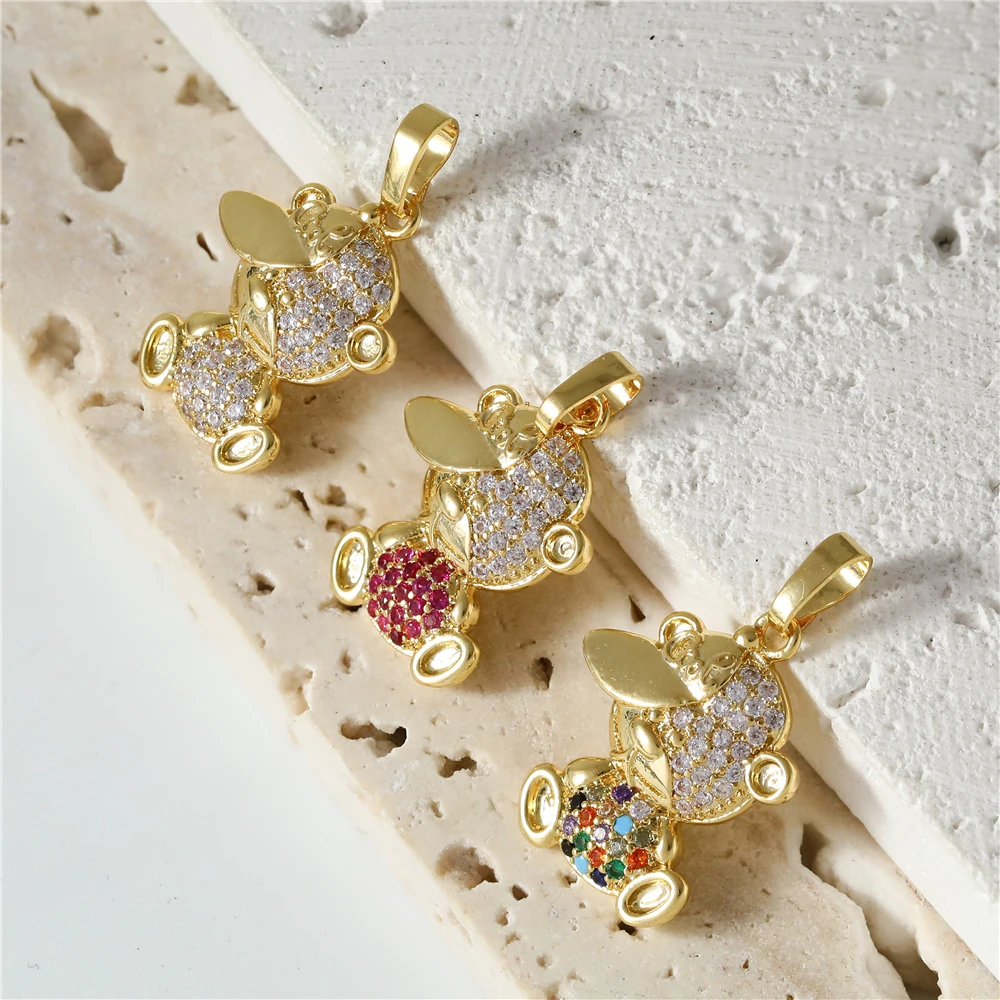 

Juya 2023 New Fashionable Bear Dangle Exquisite Jewelry Pendant Base Gold Plated Jewelry Making Supplies All-match Accessories