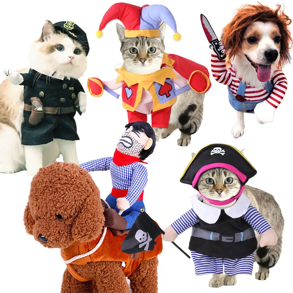 Dog fancy dress Horseback Riding Cosplay Costume Halloween Funny New Year's Dog Suit Soft Breathable Clothes Dogs Accessories