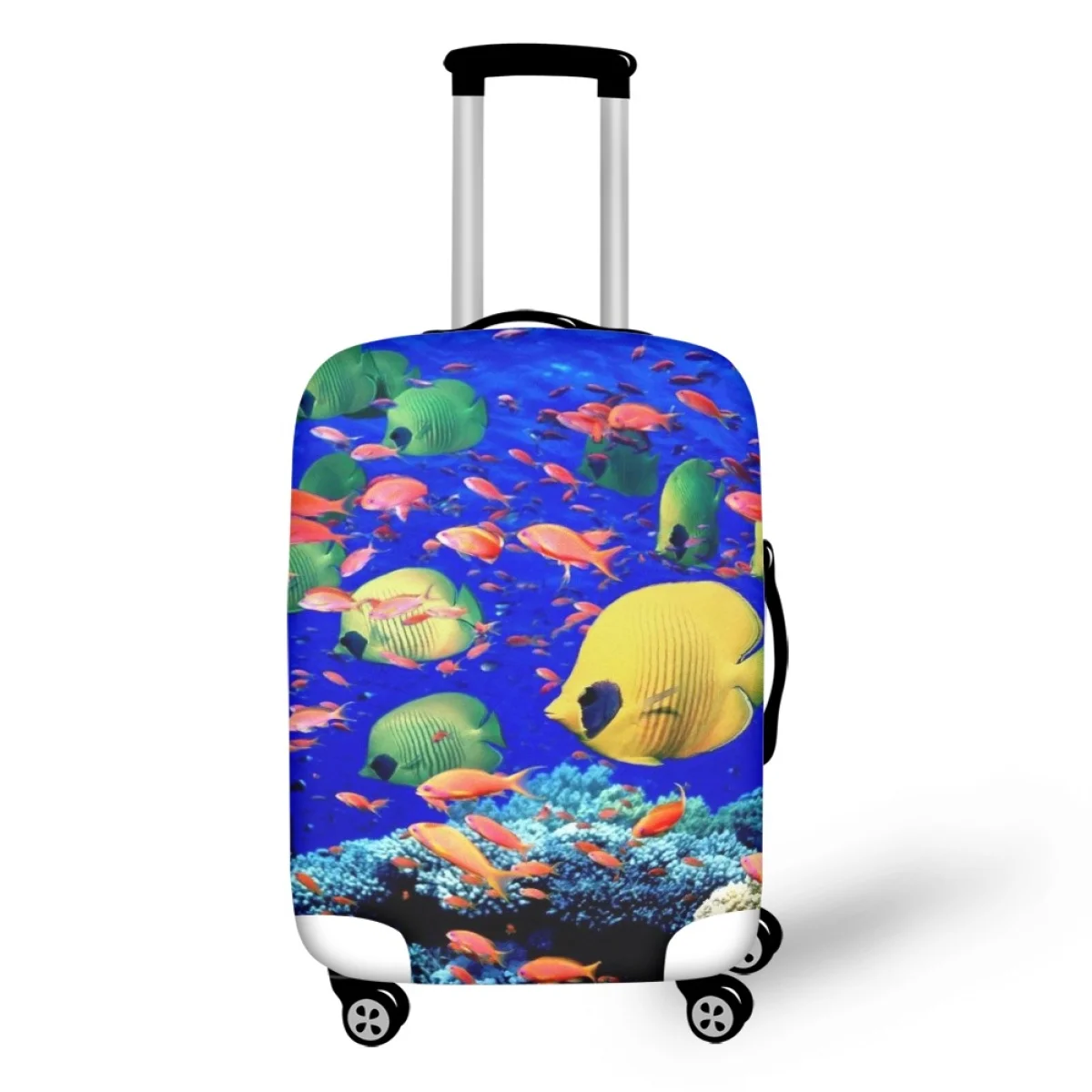 FORUDESIGNS Pretty Tropical Fish Print Casual Travel Luggage Case Elastic Thickened Suitcase Dust Cover Suitable for 18-32 inch