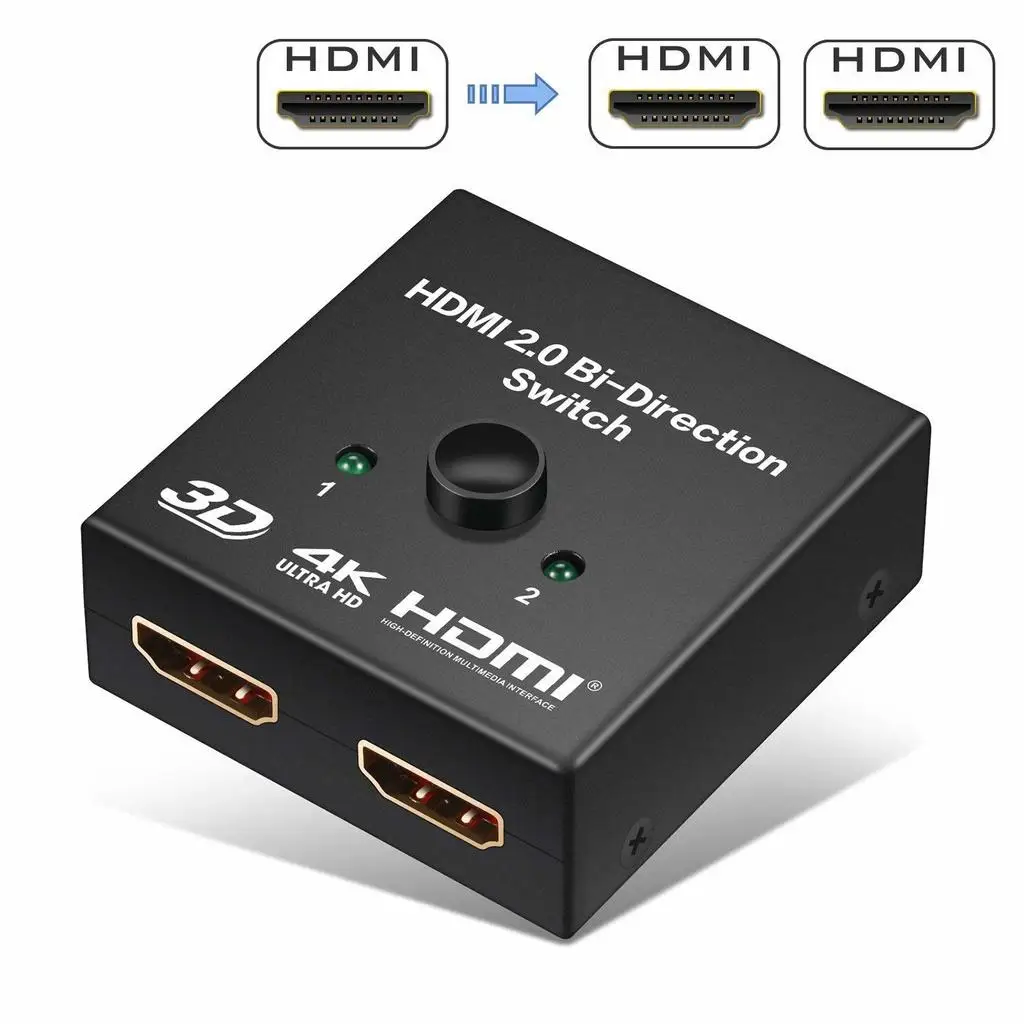 

HDMI Switch / Splitter 2x1 /1x2 HDMI Bi-Directional Switcher with HDCP Pass Through, Support 1080P 4K Ultra HD&3D