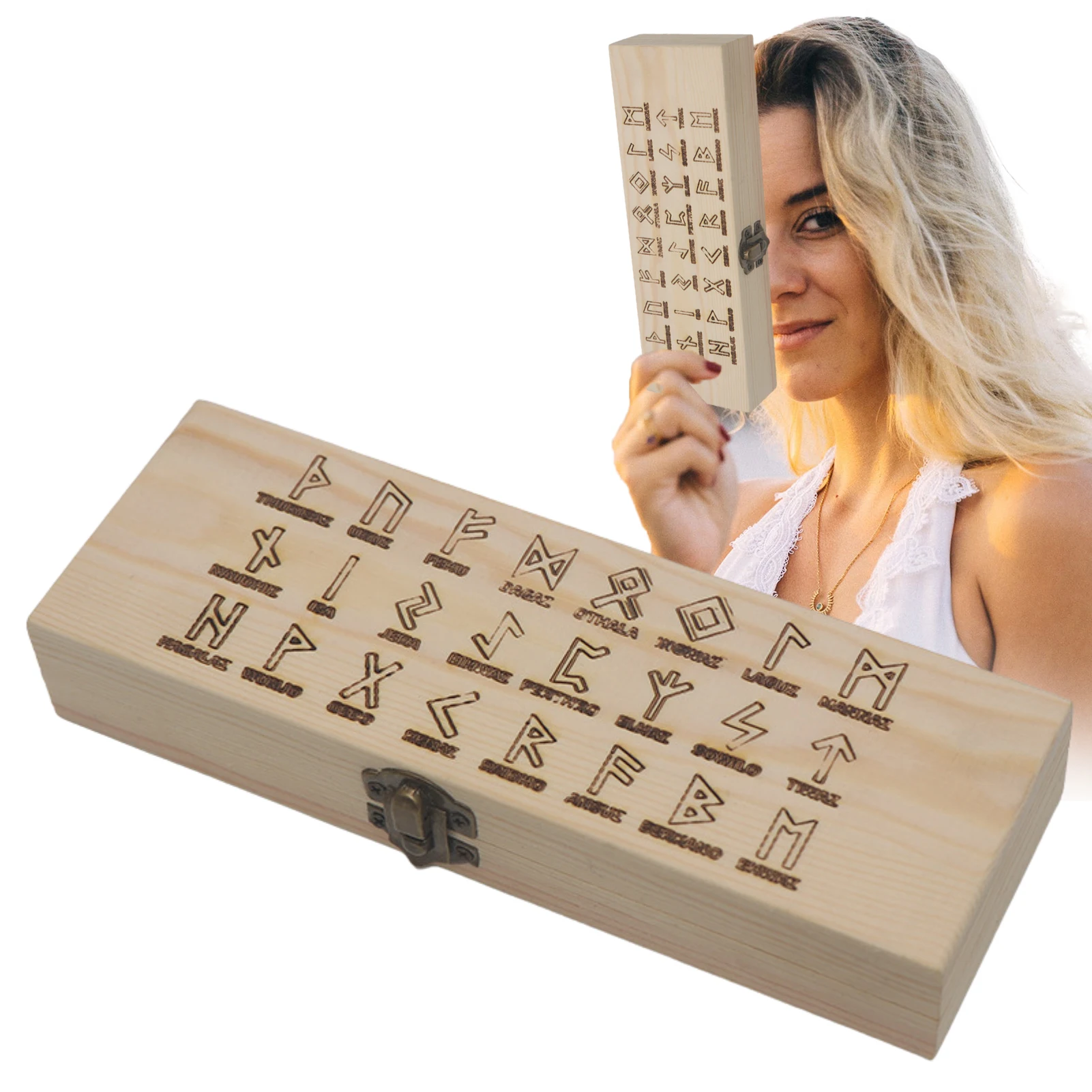 

Коробка для карт Tarot, деревянная коробка для хранения карт Таро, Коробка Для Таро с рунами, символами, шкатулка для ювелирных изделий, коробк...