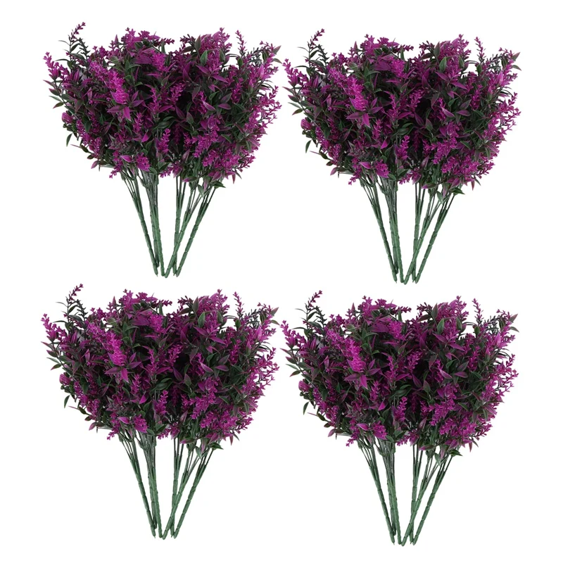 

Artificial Lavender Flowers Plants 24 Pieces,Lifelike Uv Resistant Fake Shrubs Greenery Bushes Bouquet (Fushia)