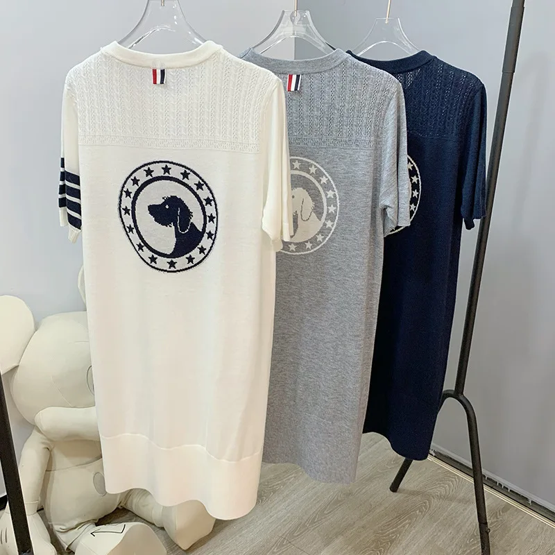 

High Quality Korean Fashion TB Dress 22nd Summer New Knitted Star Dog Pattern Stylish Wool Modern Comfortable Breathable