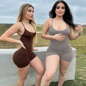 Summer Sexy Sleeveless Playsuits Jumpsuit Femmer Outfits Women Bodysuit Slim Shorts Sling Sleeveless Streetwear Pink Overalls 1