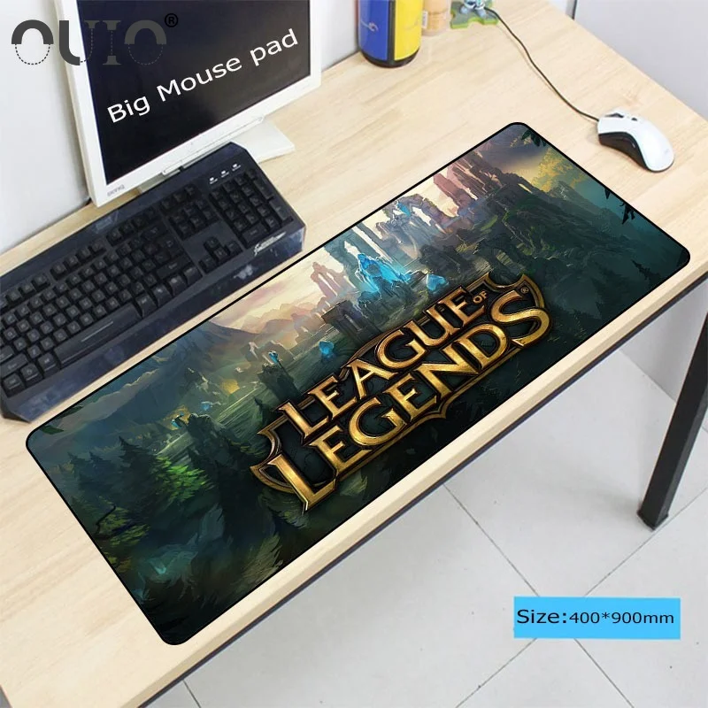 

OUIO 900x400mm Scenery Speed Large Gaming Mouse Pad Keyboard Lock Edge Gamer Mousepad Mat for League of Legends LOL Gamer XXL