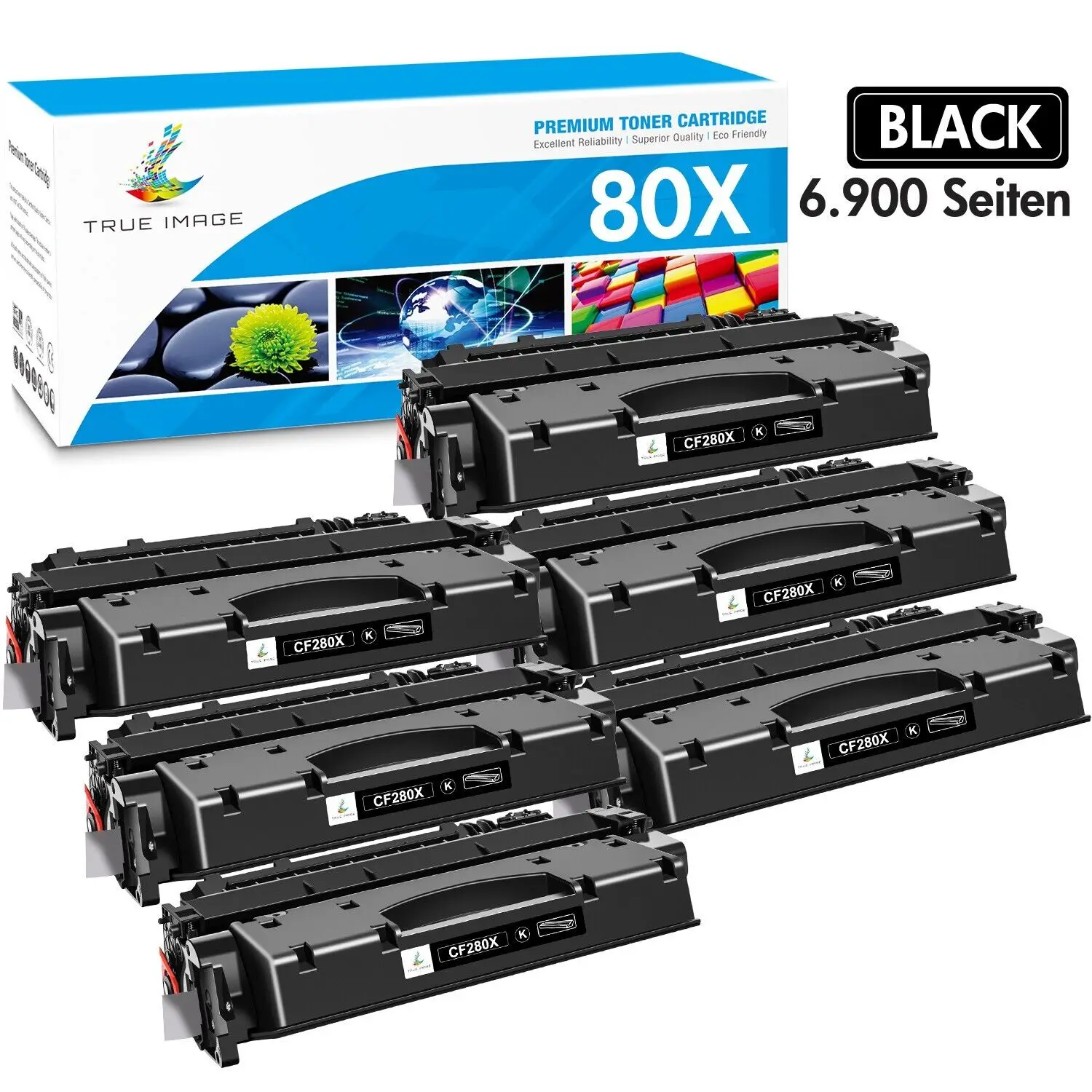 

6PK High Yield BK CF280X Toner For HP LaserJet Pro 400 M401dn M401dw M401dne