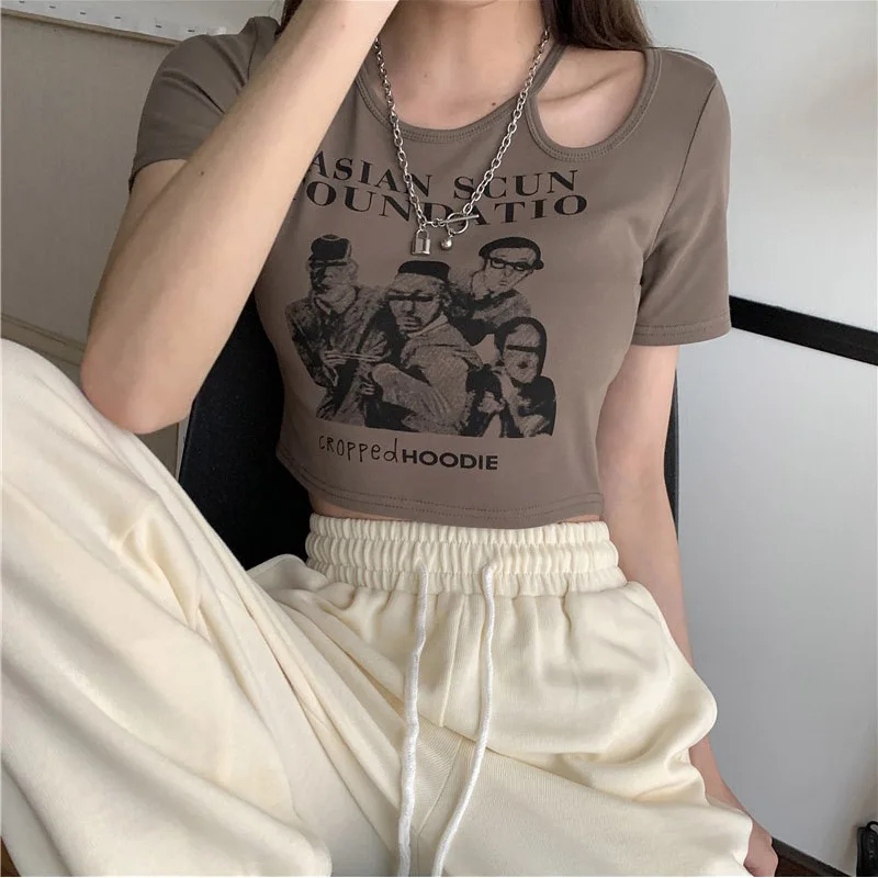 

Cartoon T-shirts Summer Short Sleeve Y2k Japanese T Shirt Women Print Tops Tees Korean Fashion Style Slim Tshirts Female 2022