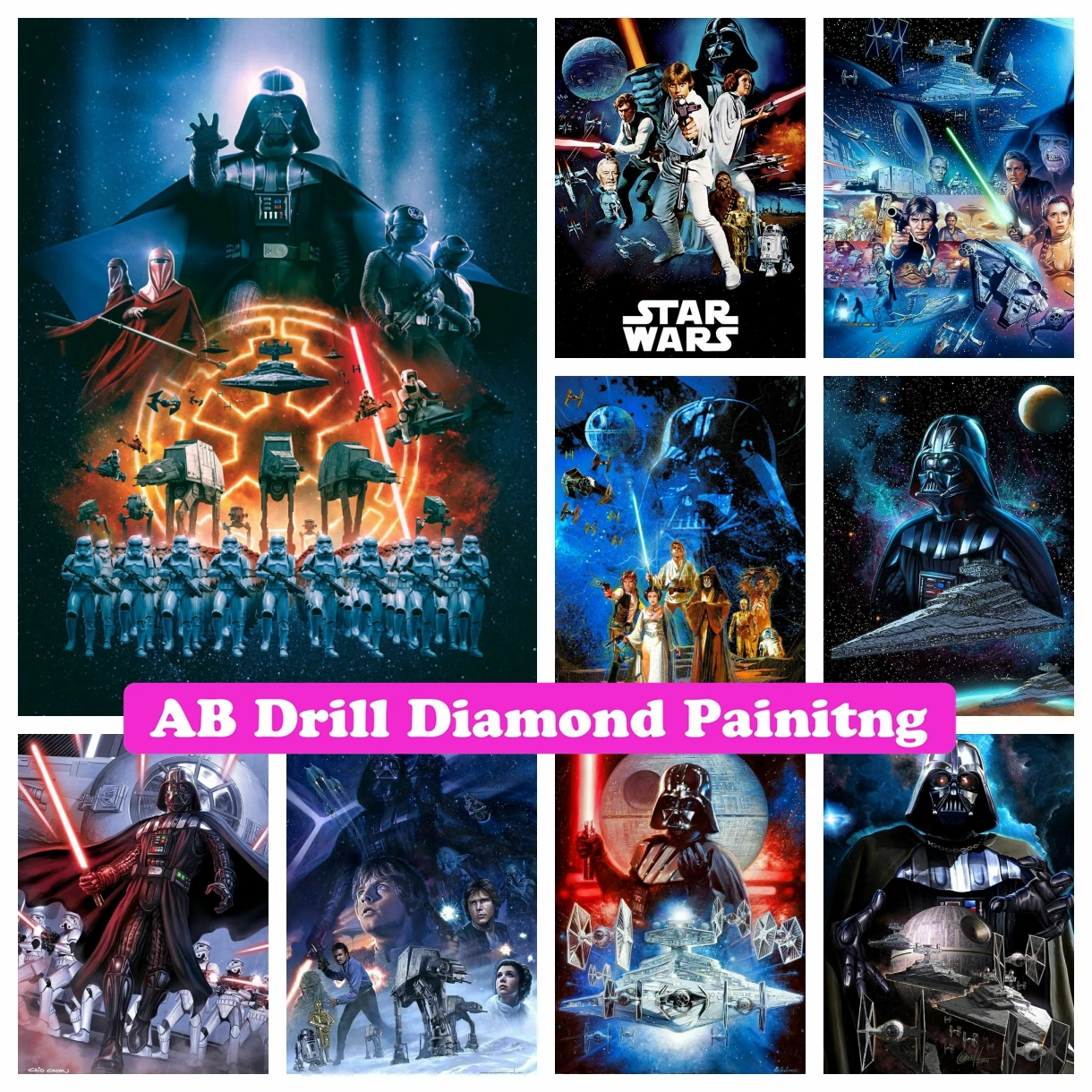 

Star Wars Darth Vader 5D DIY AB Drill Diamond Painting Mosaic Embroidery Disney Pictures of Rhinestones Cross Stitch Home Decor