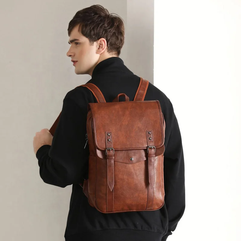 

Multifunctional Laptop Bag for Men Vintage Waterproof Backpack Men Luxury School Bags Leather Backpacks Travel Retro