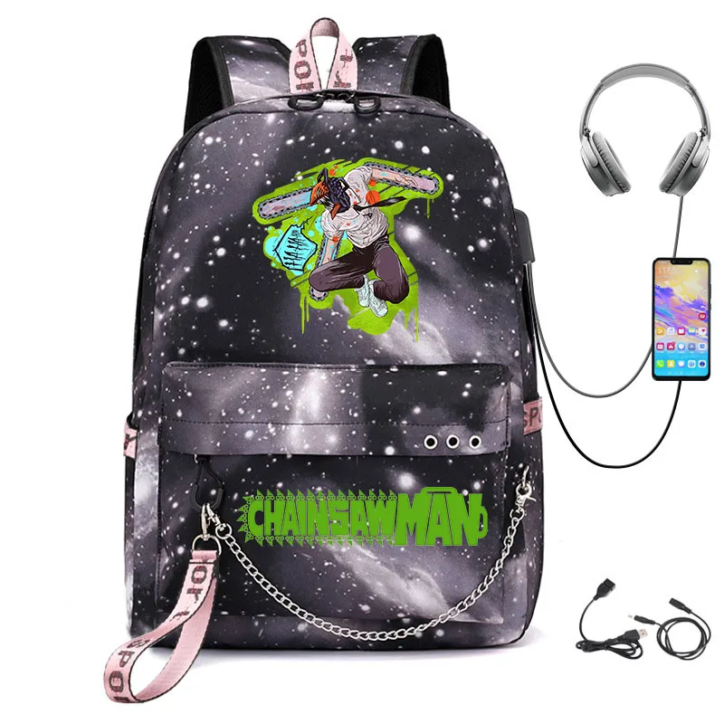 

Chainsaw Man Children's Backpack Teen Student School Bag Traveling Bag Animation Printing Bag Boys Girls Bag USB Bag