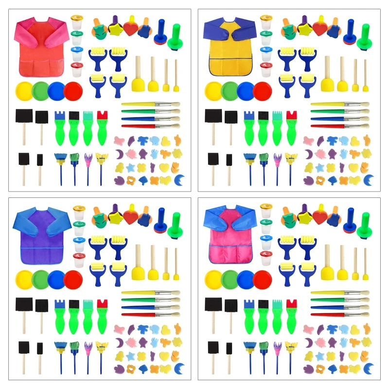 

63x Sponge Painting Shapes Drawing Craft Sponge for Toddlers Assorted Pattern Early Learning Sponge for Boys Girls Gift