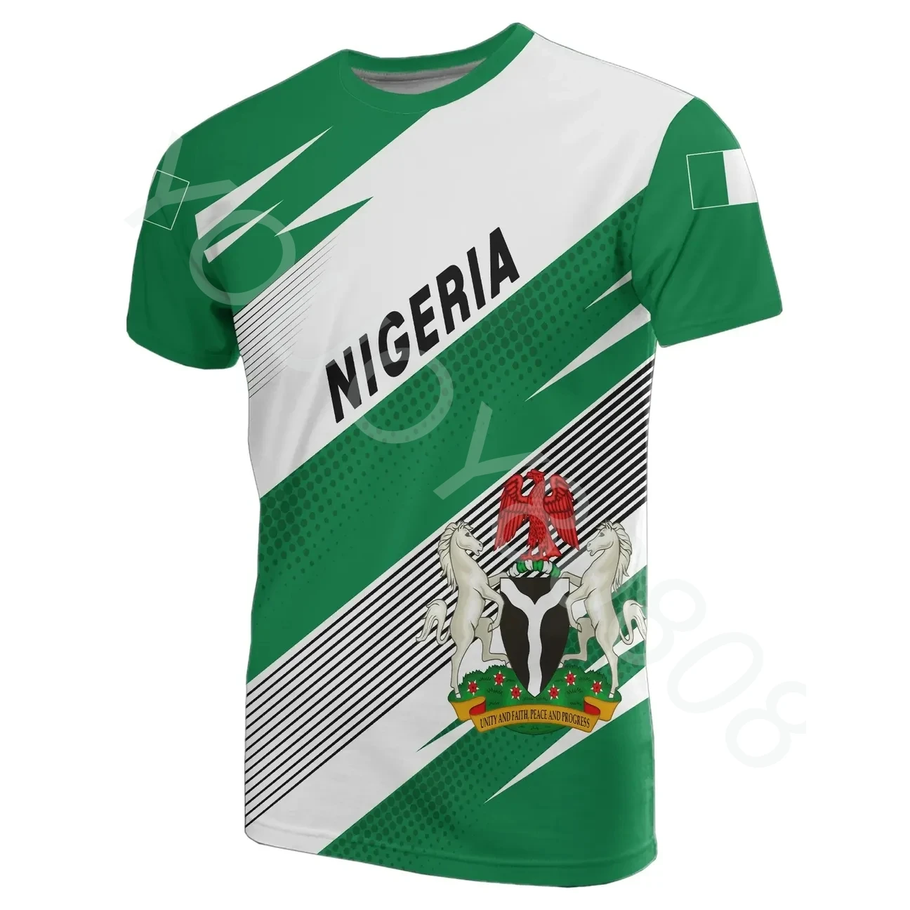 

New Summer Men's Clothing Africa Region T-Shirts Nigerian Flag T-Shirts Pride Style Print Casual Harajuku Street Style T-Shirts