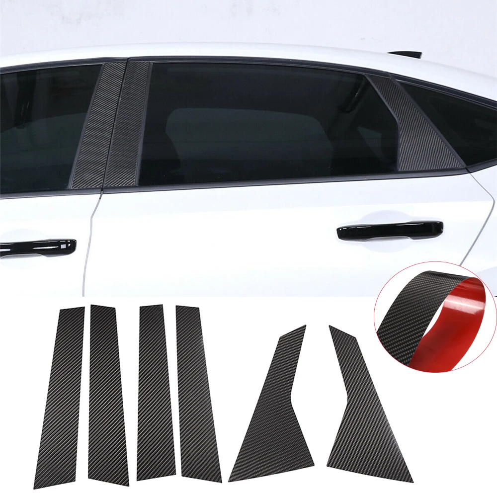

Окошко из мягкого углеродного волокна, стойка, отделка панели, подходит для Honda Civic 11th 2022 2023, аксессуары для салона автомобиля