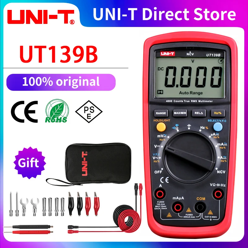 

UNI-T UT139B Digital Multimeter Auto Range 4000 Counts UT139E UT139C True RMS Tester Handheld 6000 Counts Voltmeter