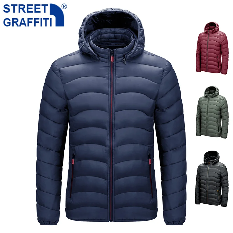 

Men Winter Brand Waterproof Thick Jacket Parkas Coat Men New Autumn Windproof hat Slim Parkas Jacket Men