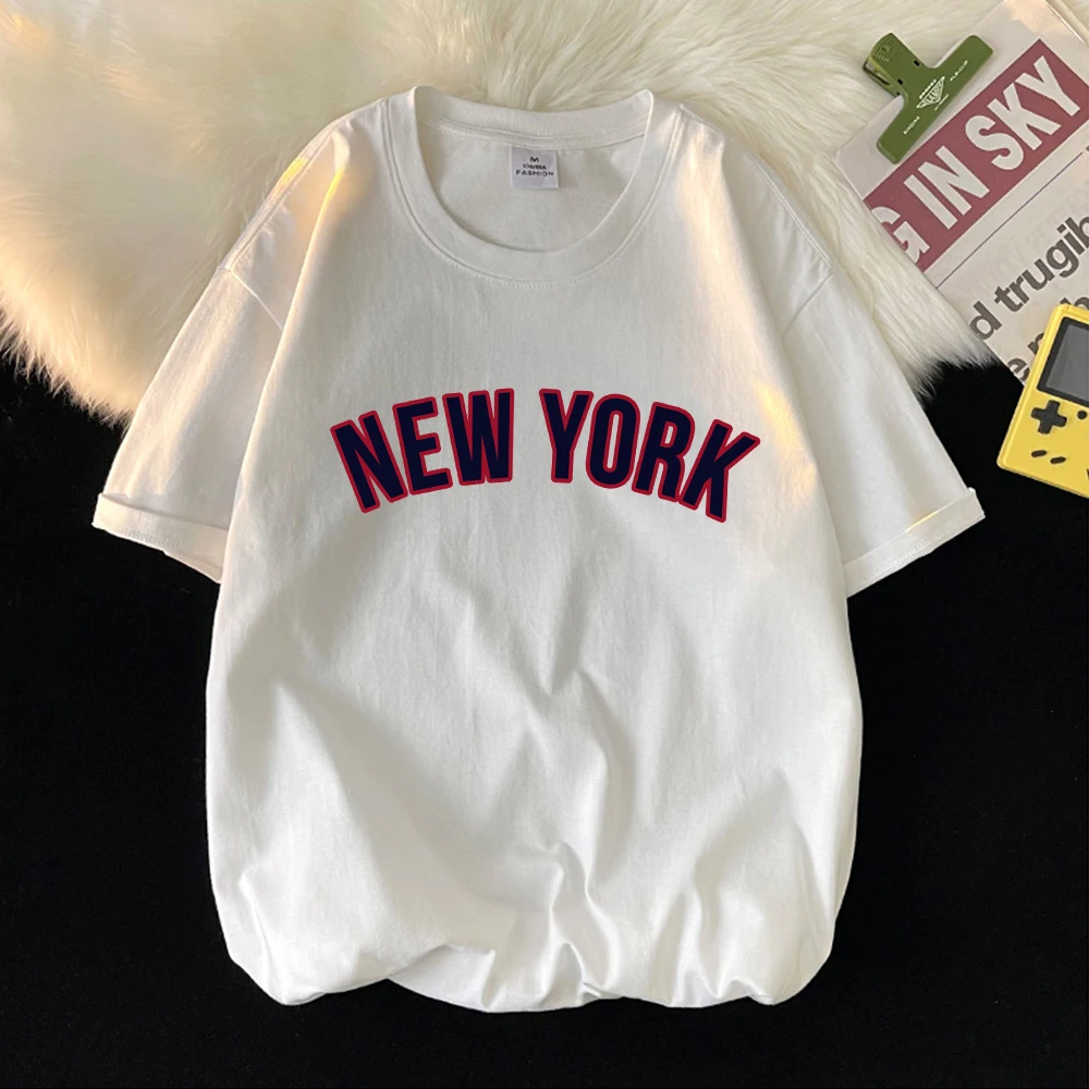

New York T-shirt Women Letter Cotton Oversized Tops Y2k Aesthetic Summer Casual Streetwear Harajuku Short Sleeve Female Printing