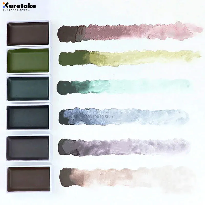 

Texture Imported Color Matte Set 6 Pigment Material Japan Artist's Kuretake Watercolor Supplies Art Graphite Painting Color