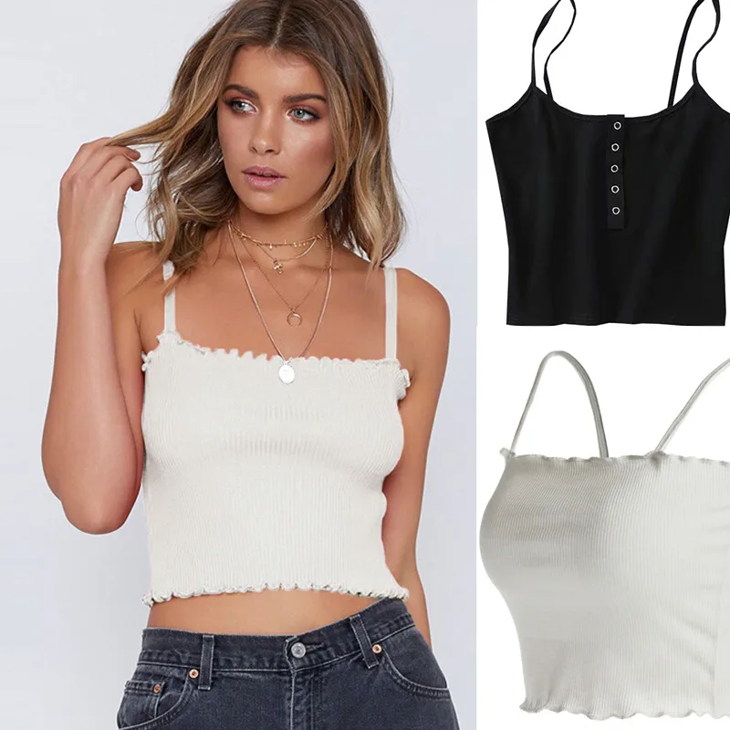 

Summer 2022 Women Strap Crop Top Women Sexy Backless Leakage Navel Solid Camisole Sexy Tank Tops Tube Top Breathable Crop Tops