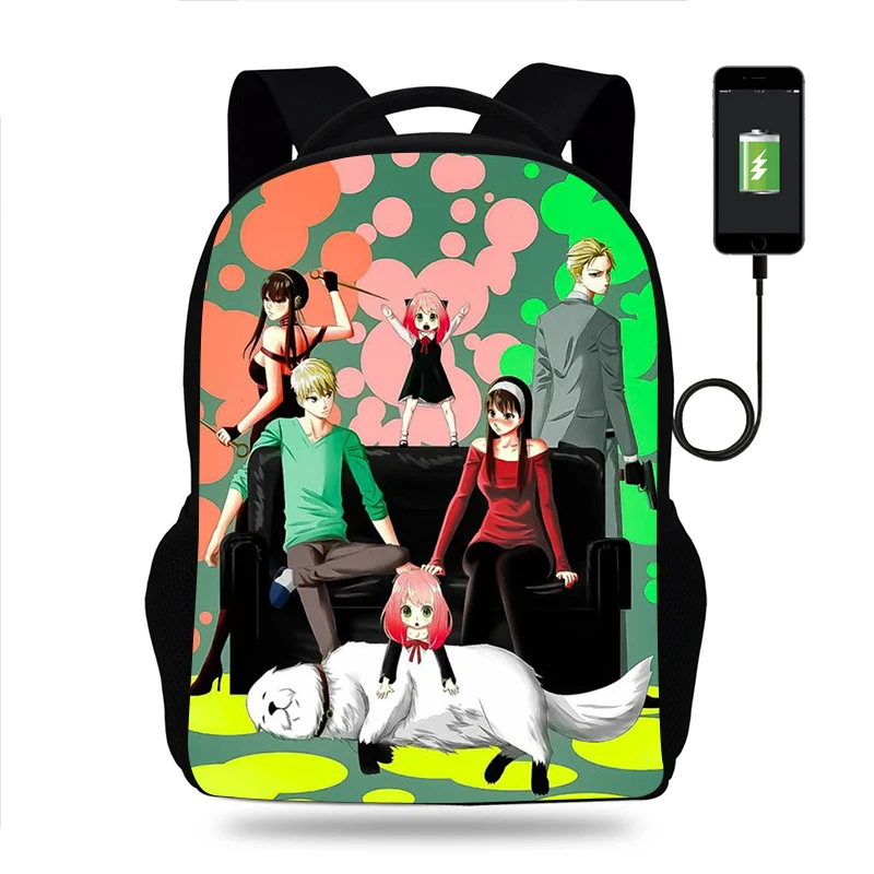 

Anime Spy X Family Backpack Boys Girls School Bag Teenager Book Bags Men Women Rucksack USB Travel Knapsack Mochila