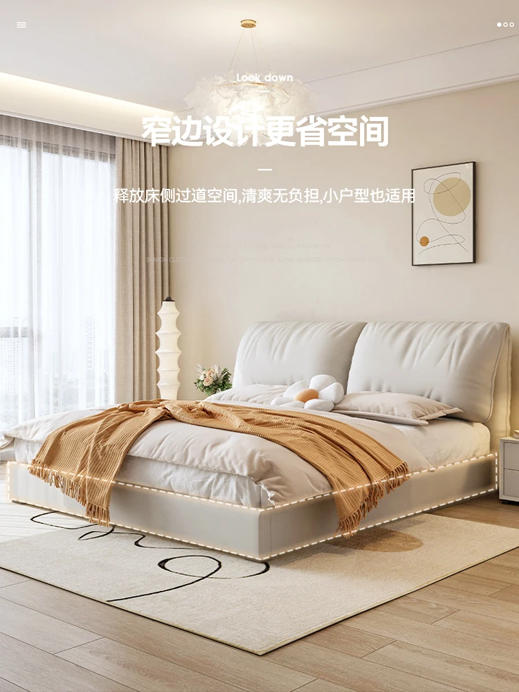 

Итальянская кремовая ткань wind INS technology 1,8 м, Минималистичная современная мягкая однотонная деревянная кровать для спальни 1,5 м