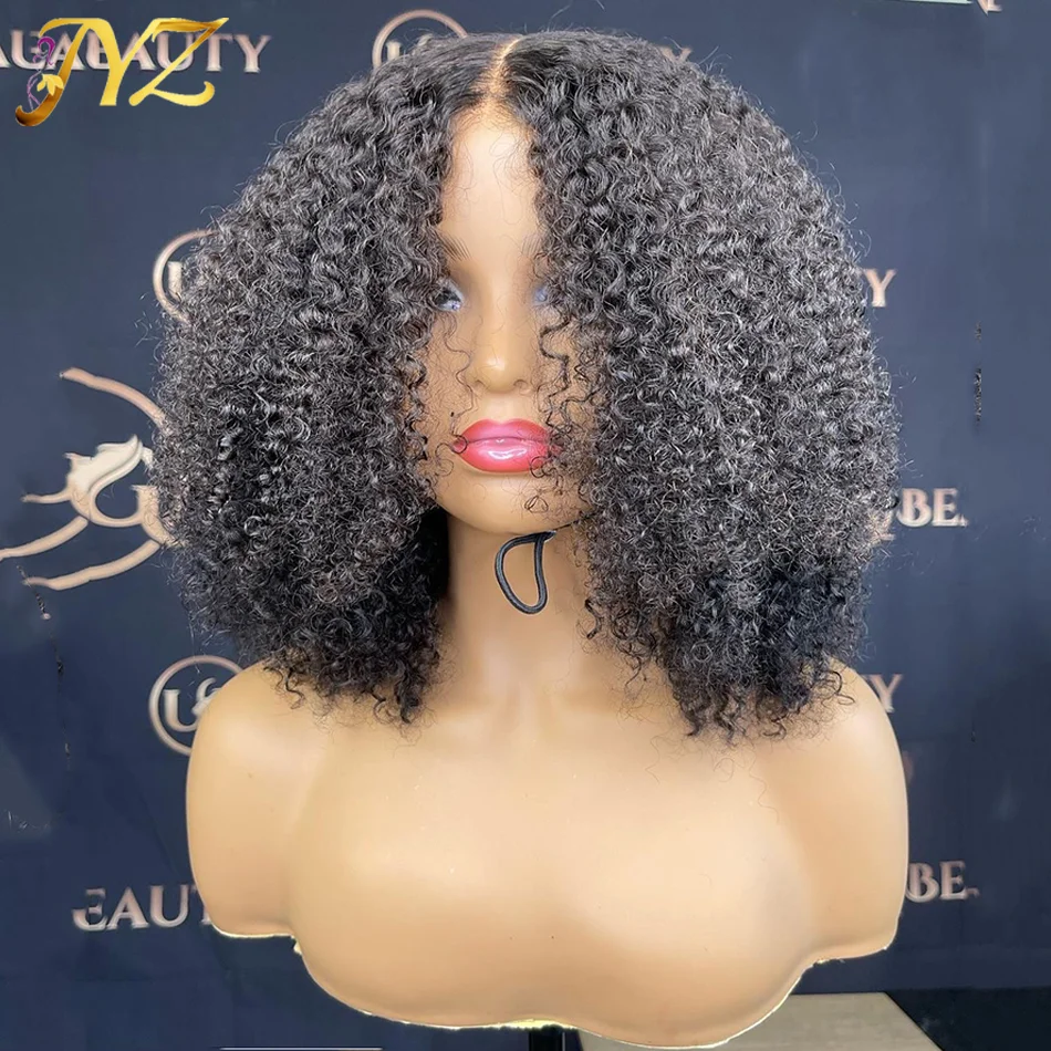 

4B 4C Afro Kinky Curly Lace Frontal Human Hair Wigs Raw Mongolian For Women Curly Edge Lace Clsoure Wig Natural Hairline On Sale