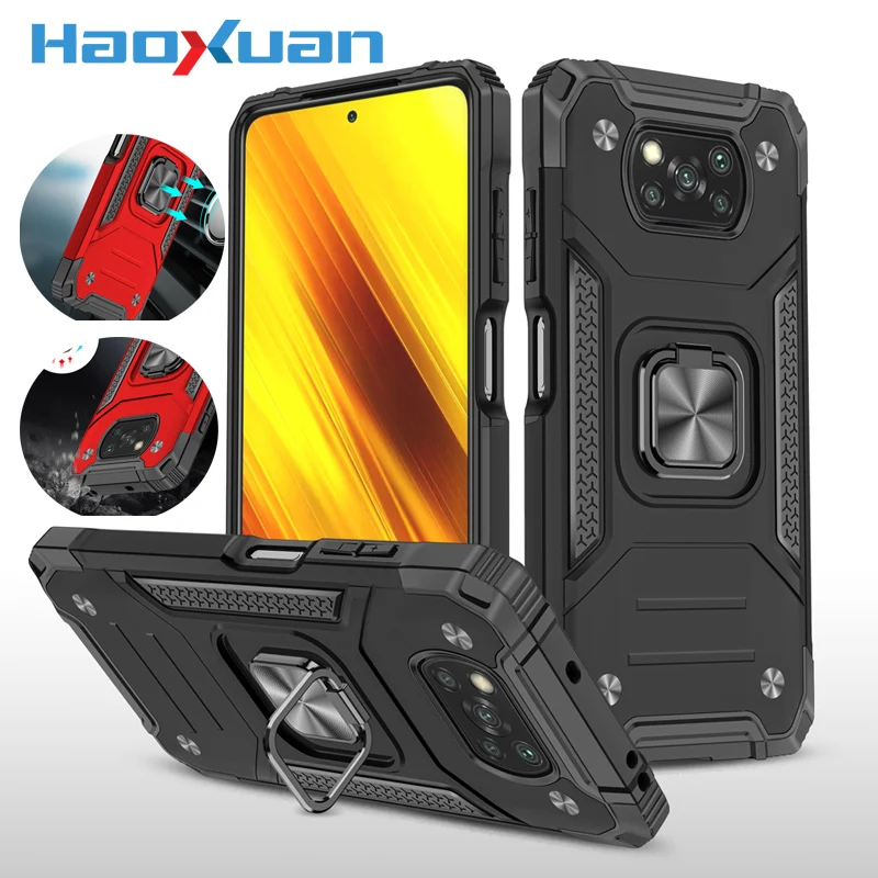 

Shockproof Armor Phone Case For Xiaomi POCO X3 M3 F3 X3NFC Magnetic Ring Protective Cover For POCO M3Pro M4Pro X3Pro X4Pro 5G