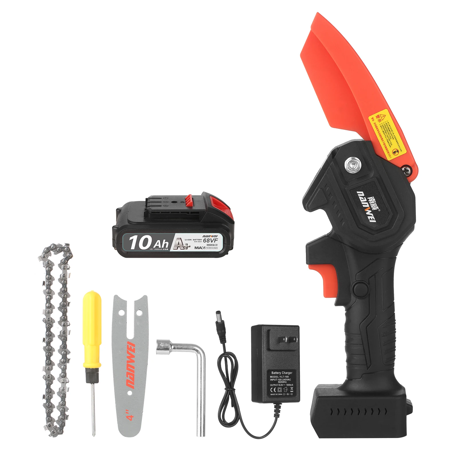 

NANWEI 21V Mini Electric Chainsaw 4" Cordless Brush Pruning Saw Tree Branch Pruner Pruning Shears Garden Tree Trimming Cutting
