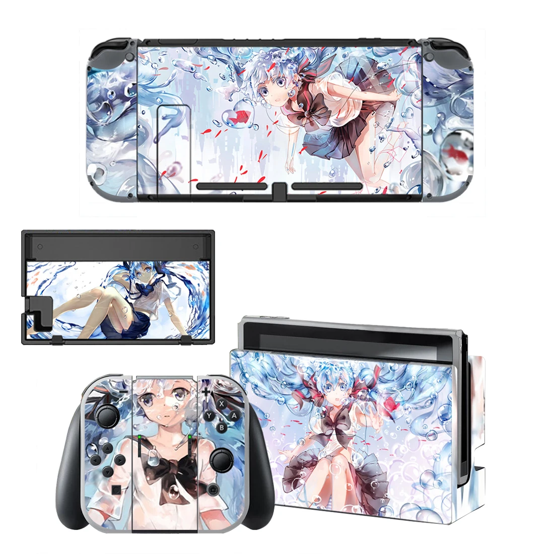 

Anime Cute Girl Vinyl Screen Skin Protector Stickers for Nintendo Switch NS Console + Controller + Stand Holder Dock Skins