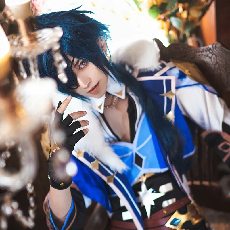 Качественный костюм для косплея Kaeya повязка на глаза Genshin Impact Icy Featherflight парик