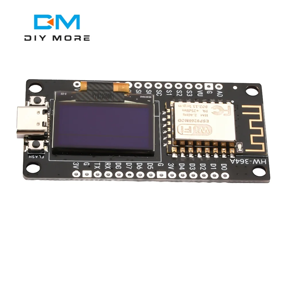 Фото Плата разработки NodeMCU ESP8266 CH-340 ESP-12E Wi-Fi модуль 0,96-дюймовый OLED-дисплей подходит для Arduino/Micpython №4