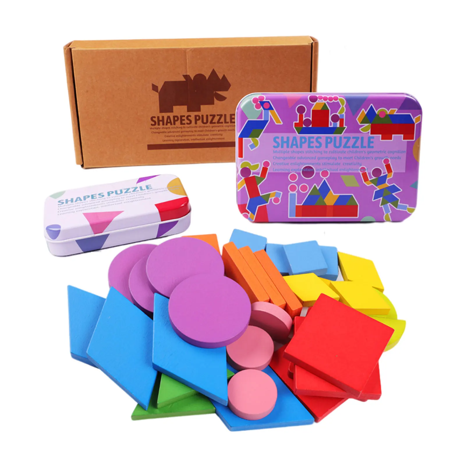 

Wooden Pattern Blocks Animals Jigsaw Puzzle Blocks Kids Sorting And Stacking Brain Games Montessori Educational Toys For