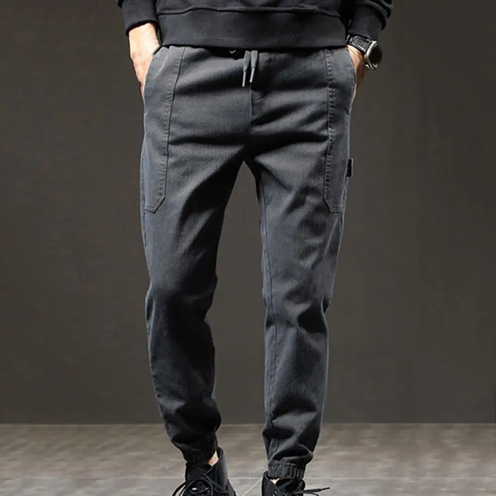 

Great Men Trousers Mid Waist Elastic Waist Sports Stretchable Cargo Pants