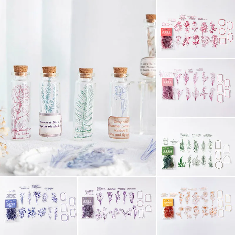 

40 наклеек в стиле ретро с цветами, наклейки для домашних животных, скрапбукинг, декоративный альбом, материал для дневника, прозрачные самоклеящиеся наклейки