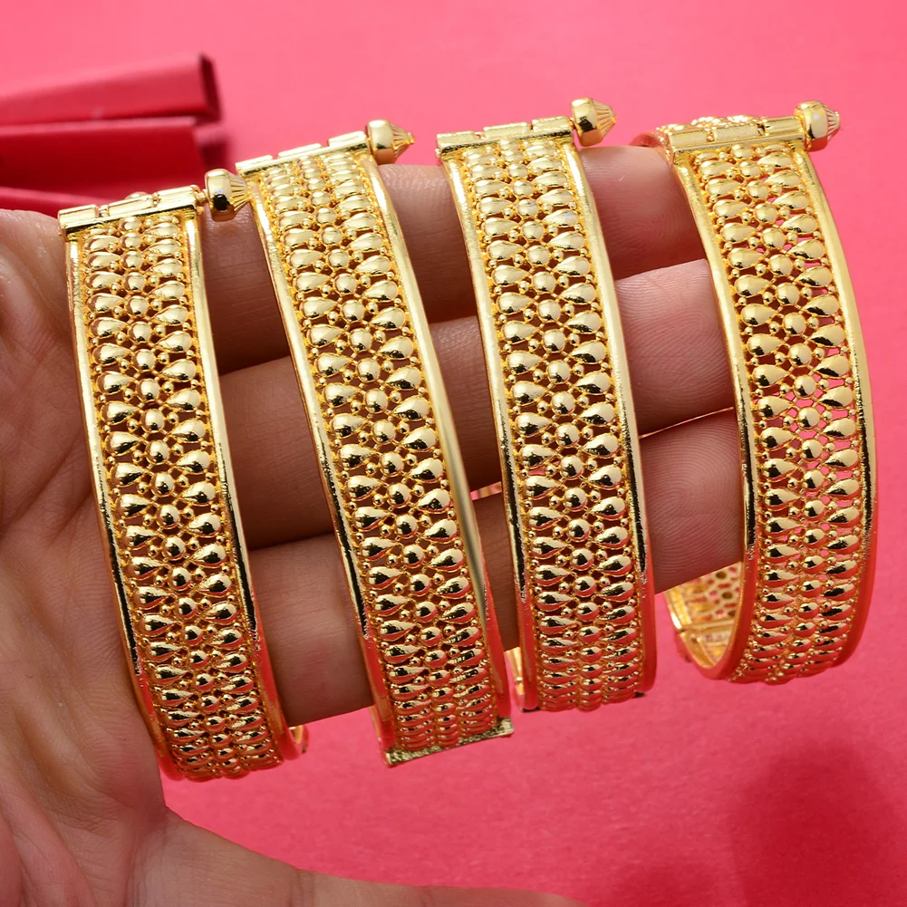

24K luxury Dubai Gold Color Bangles For Women /Girls Can Open Middle East Saudi Arabia Dubai Jewelry Mom Bracelet Gifts