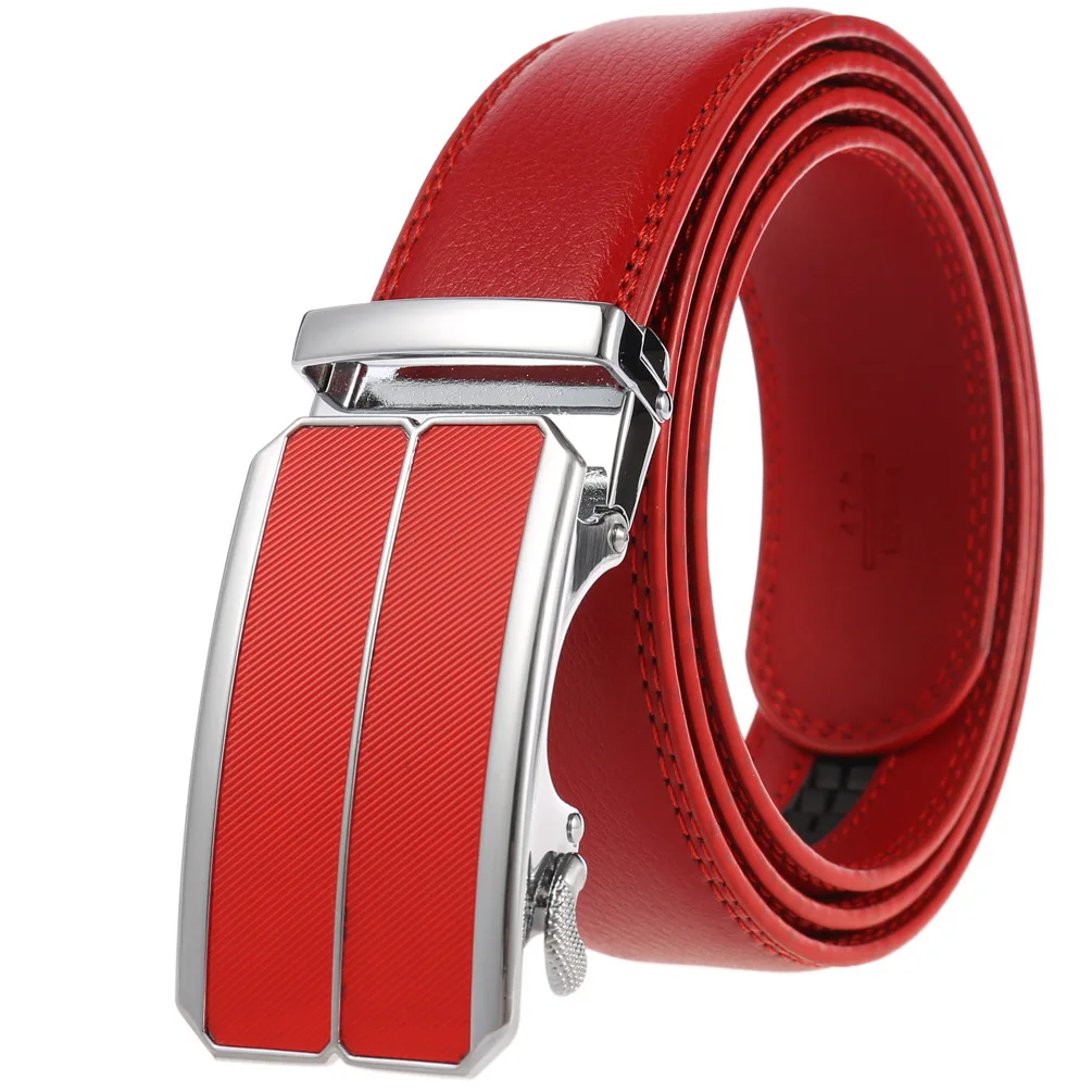 Men's Leather Ratchet Dress Belt with Automatic Sliding Buckle Leather Belt  Leather Belts with Removable Automatic Alloy Buckle
