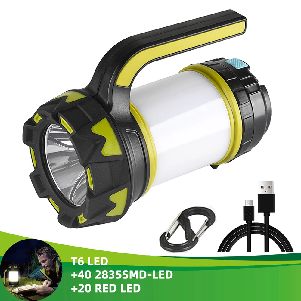 

LED Flashlight USB Rechargeable Camping Light Power Bank Function Camping Lantern Handheld Searchlight Waterproof Work Light