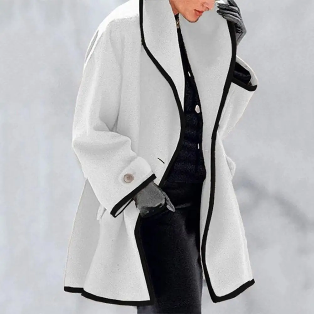 

Женское пальто с капюшоном, стильная зимняя верхняя одежда, женское свободное шерстяное пальто на одной пуговице с капюшоном, теплое плотное красочное осеннее Женское пальто