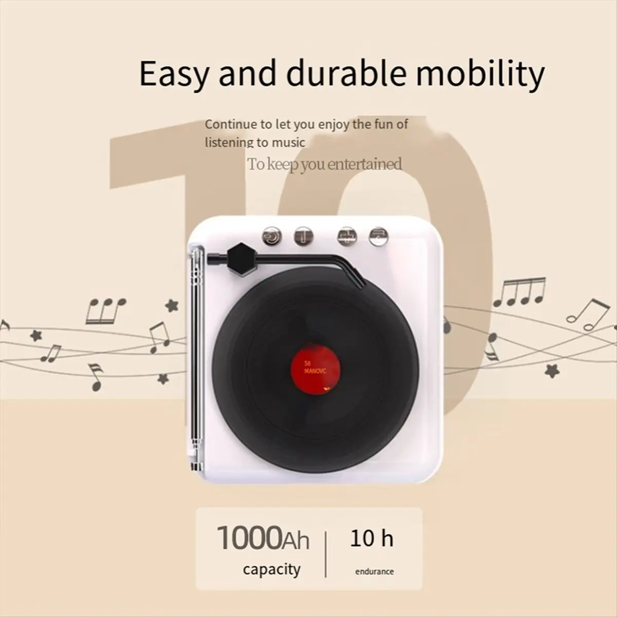 Фото Портативная Bluetooth-колонка Manovo, мини-колонка для музыки, пластик с текстурой дерева + электронные компоненты, громкоговоритель №5