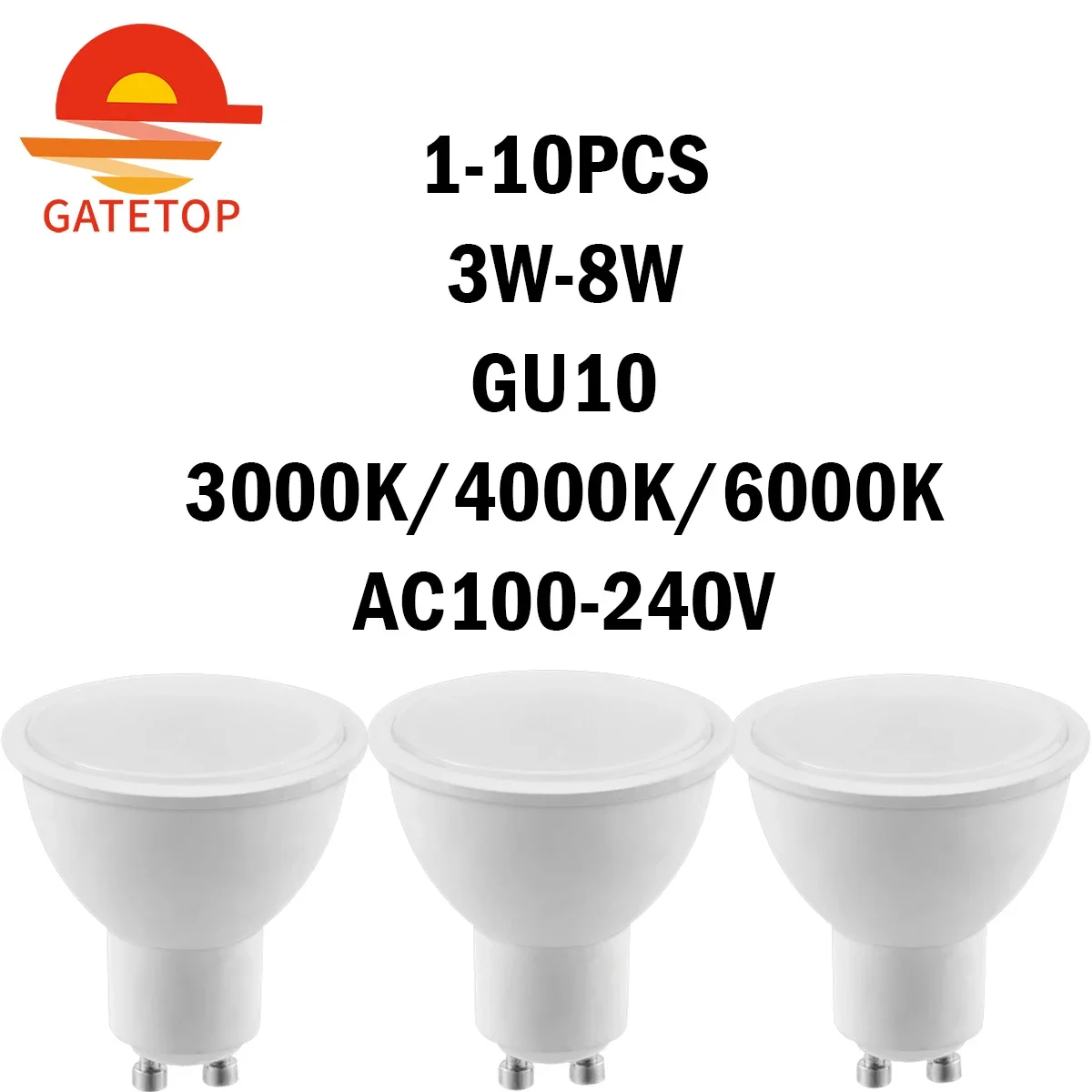 1-10 шт. светодиодный прожектор GU10 AC110V AC220V без мерцания теплый белый свет 3 Вт-8 Вт в