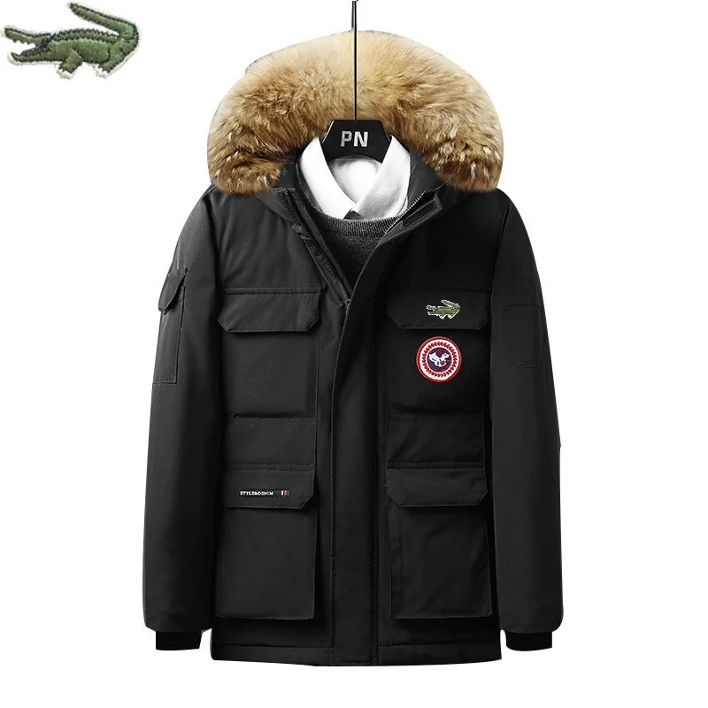 Embroidery CARTELO Winter Men Thicken Ski Windproof Warm Warm Coats Parkas Fur Collar Detachable Hat Puffer Jackets for Men