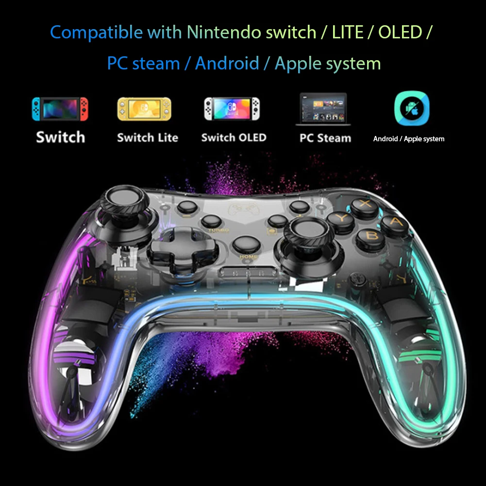 

Беспроводной RGB геймпад для Switch Pro, контроллер 2022, игровой контроллер для Nintendo Switch NS/NS Lite/NS, OLED видеоигры, джойстик