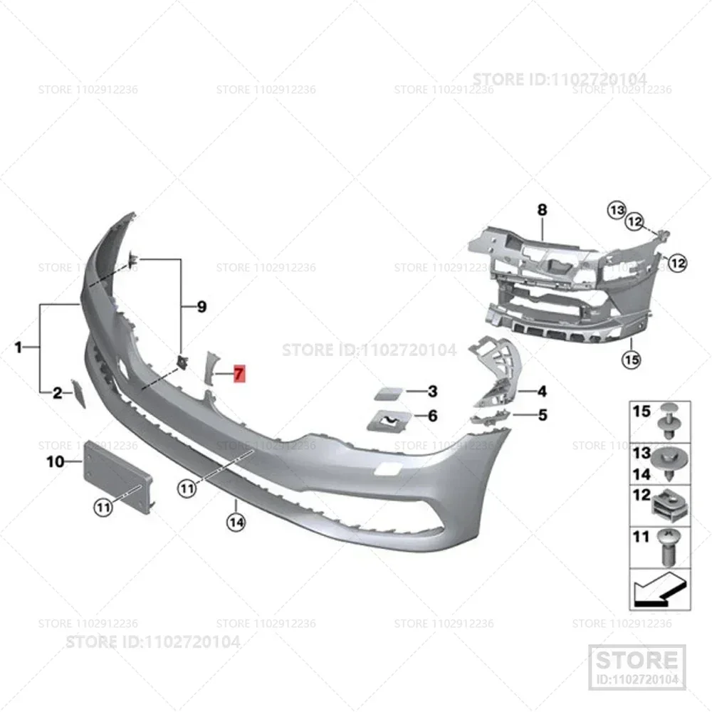 Для 2017-2020 BMW 530e 530eX 530i 530iX 540dX 540i 540iX M5 M550iX (G30) передний бампер Гриль держатель