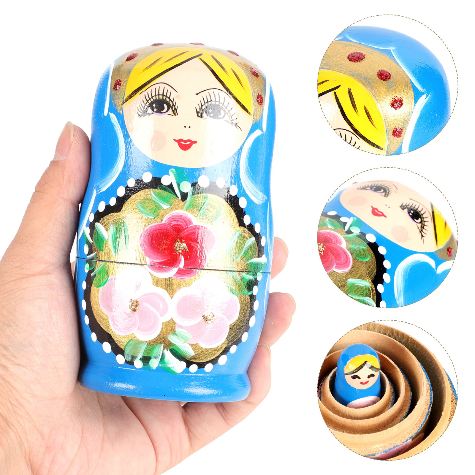 

Nesting Russian Kids Stacking Wooden Handicraft Toys Toy Painted Pattern Girl Adults Traditional Babushka Oddbods Moana