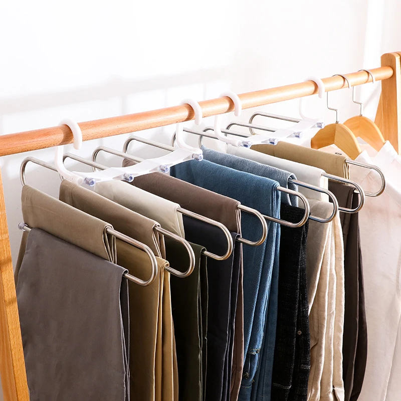 

5 in 1 Pant Rack Hanger for Clothes Organizer Multifunction Shelves Closet Storage Organizer StainlessSteel Magic Trouser Hanger