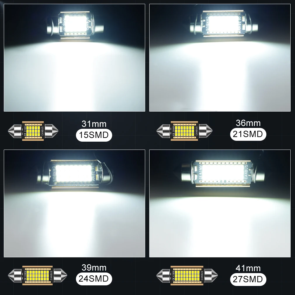 1 шт. C10W C5W LED Canbus Festoon 31 мм 36 39 42 Светодиодная лампа 2016 чип без ошибок 12 В 6500K белый