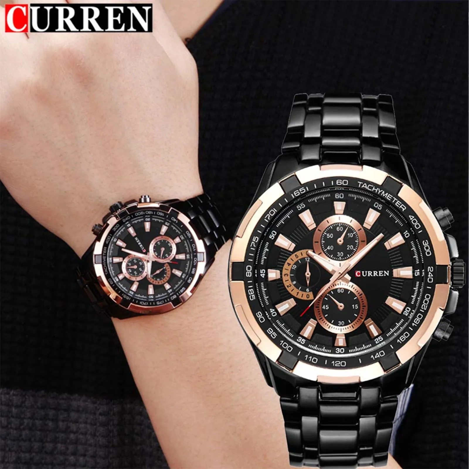 

CURREN Fashion Big Ddial Casual Business Men's Watch Quartz Waterproof Steel Belt