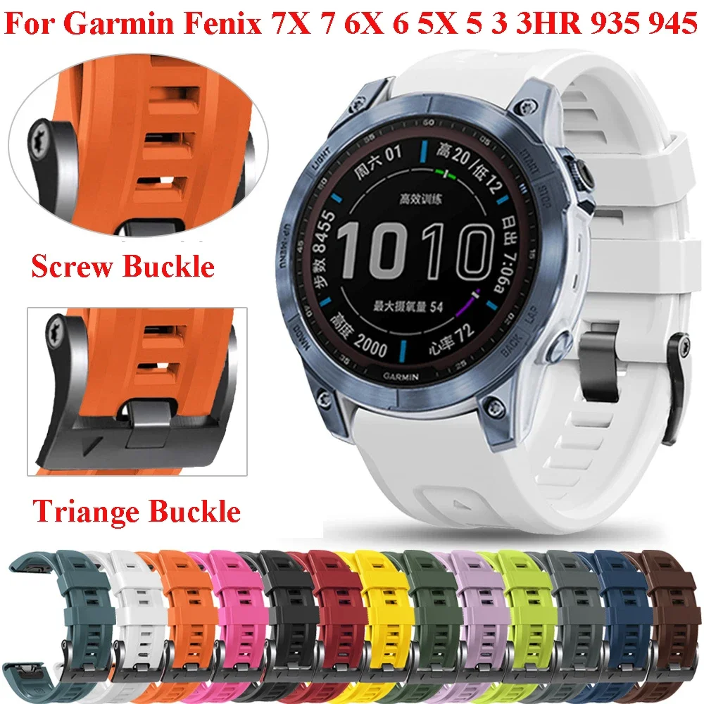 

26 22mm Official Screw Buckle Watchband Straps For Garmin Fenix 6 7 5 Plus Silicone Easyfit Wristband For Fenix 6X 7X 5X 3 Watch