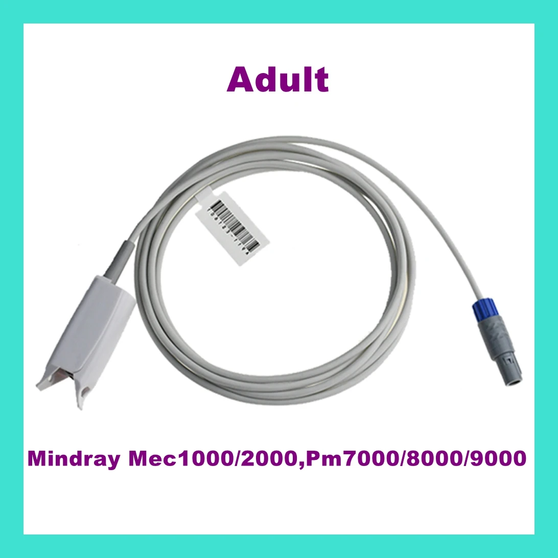 

for Mindray Mec1000/2000,Pm7000/8000/9000 Patient Monitor Adult Finger Clip Ear Clip Silicone Long Cable Spo2 Oxygene Sensor