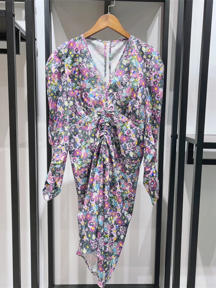 Женское платье с цветочным принтом приталенное повседневное мини-платье