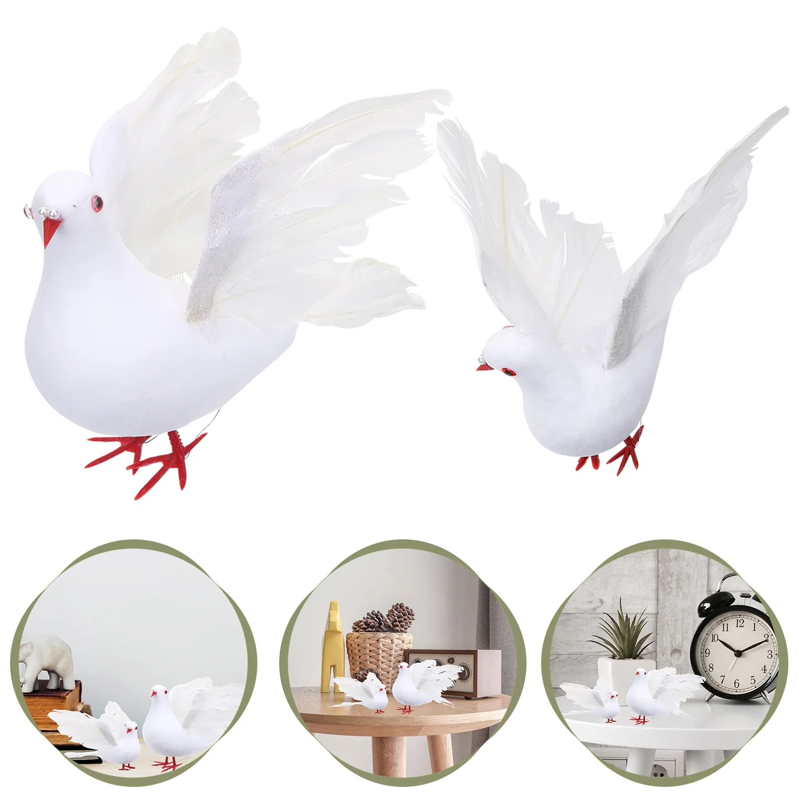 

2 Pcs Foam Dove Ornament Small Figurine Sculptures Home Decor Outdoor Bird Statue Lawn Pigeon Adornment Fake Pigeons
